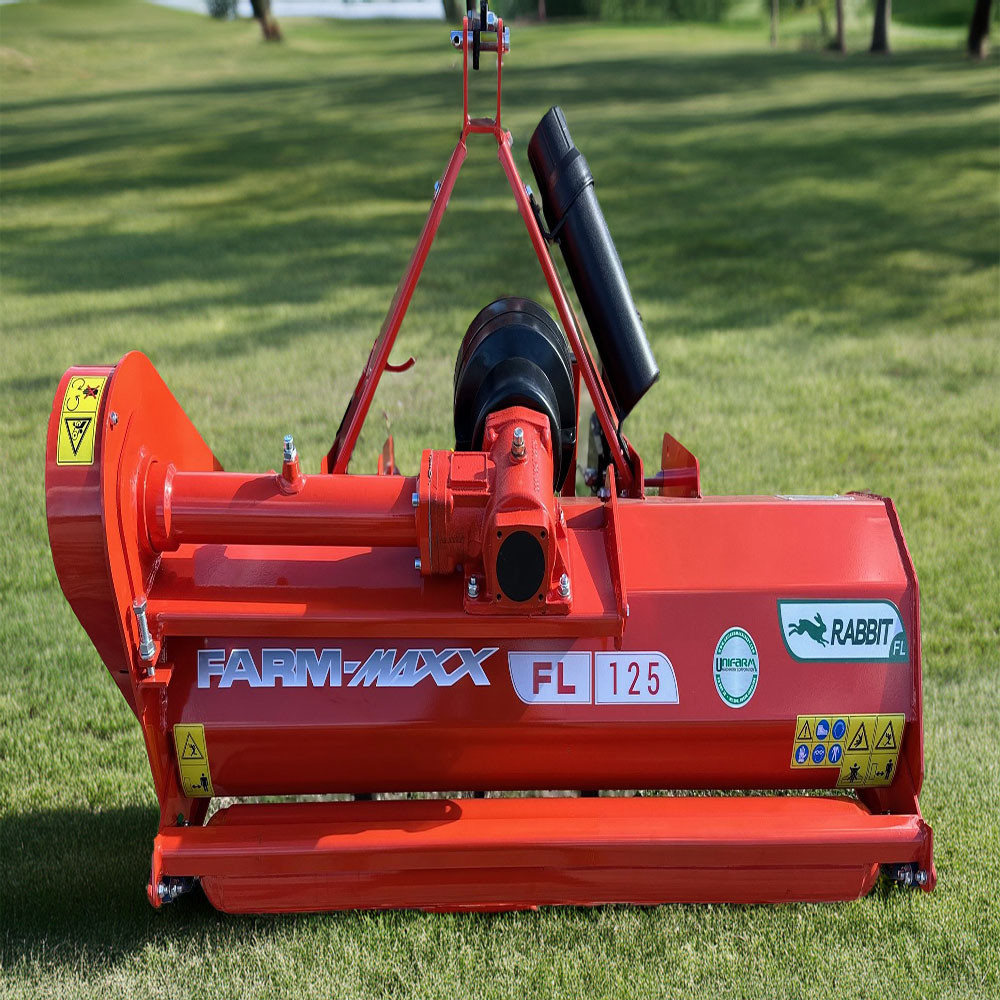 49" Farm-Maxx Flail Mower Model FL-125

Our FL Flail Mowers are designed to ensure even and precise cutting and shredding of materials, thanks to a sturdy construction and high-quality components. The FL flail mower range is suitable for tractors from 12 hp to 35hp with category 1 hitch. It’s recommended for weekend farmers and gardening. The FL mower is compact and light, a perfect choice for sub-compact or compact tractors. It is equipped with hammers and with a set of knives. The FL models is synonymous with reliability and quality thanks to a careful production process and strict quality controls. With the Farm-Maxx FL Flail Mowers, all types of soil are professionally and precisely worked.

Standard Features:

Cat. 1 3 Point Hitch
10 cm (3.94") Side-Shift Hitch Manually
Hammer Blades (20) or Y-Blades (50)
Recommended 25-35HP
Series 4 PTO Shaft
Central Gearbox Equipped w/Free Wheel Clutch (540 RPM)
Adjustable Rear Roller
Adjustable Side Skids