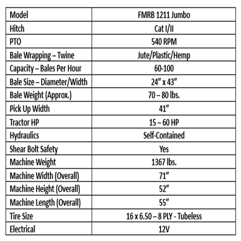 tractor hay baler Farm-Maxx model FMRB-1211