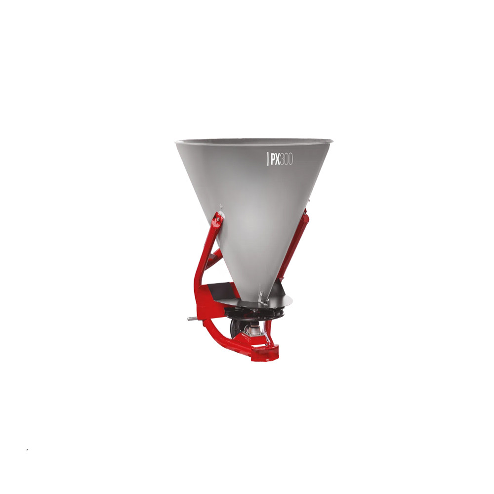 Farm-Maxx 3 Point Tractor Spin Spreader Model SPX-300
705Lb Capacity W/PTO Stainless Disc, 6 Vanes, Agitator Standard

Precision material application is assured with your Unifarm SPX Series Spin Spreaders.
Produced by the recognized world leader in spreader quality and design, these units have been time tested and proven all over the world. Useful for application of many types of materials these spreaders are used by farmers, landscapers, golf courses, grounds keepers, homeowners and field sportsmen alike.

Model	Capacity	Hitch/Hopper
SPX-180	441 lbs	3 pt./ Stainless
SPX-300	705 lbs	3 pt./ Stainless

Standard Features:

Stainless Steel Hopper
Two Lateral Discharge Exits w/Stainless Steel Shutters
Eurocardan Series 1 PTO Shaft - included
Optional Stainless Steel Disc W/Adjustable Vanes
Heavy Duty Tubular Steel Chasis
Standard Rigid Agitator
*Shipped Assembled