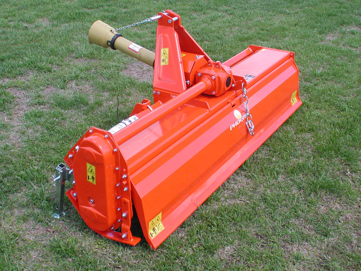 66" Phoenix (Sicma) 3-Point Tractor Rotary Tiller Model T8-66K

8 Series W/Slip Clutch
24 Tines Each Side- 48 Total Tines- Tine # 4811285 Right/ 4811286 Left

The Phoenix T8 family of rotary tillers are perfect for the independent week end gardner or horticultural enthusiast that likes to do things for themselves. No worries about these tillers, they are built for dependable trouble free performance year after year.

Standard Features:
6 Tines Per Flange for Smooth Tilling with Less Power
Two Position and Adjustable/Off Setable Lower Hitch Blocks (for up to 4" of offset)
Adjustable Skids
Heavy Duty Castings and Bearings with Double Lip Seals.
Powder Coat Paint Finish Available in Red Or Orange
Heavy Duty Adjustable Drag Board With Zinc Plated Check Chain
Standard Eurocardan Series 4 PTO Shaft With Slip Clutch
Quick Hitch Compatible
Made by Sicma
*Images are representative but may vary from actual product
*Some Assembly Required