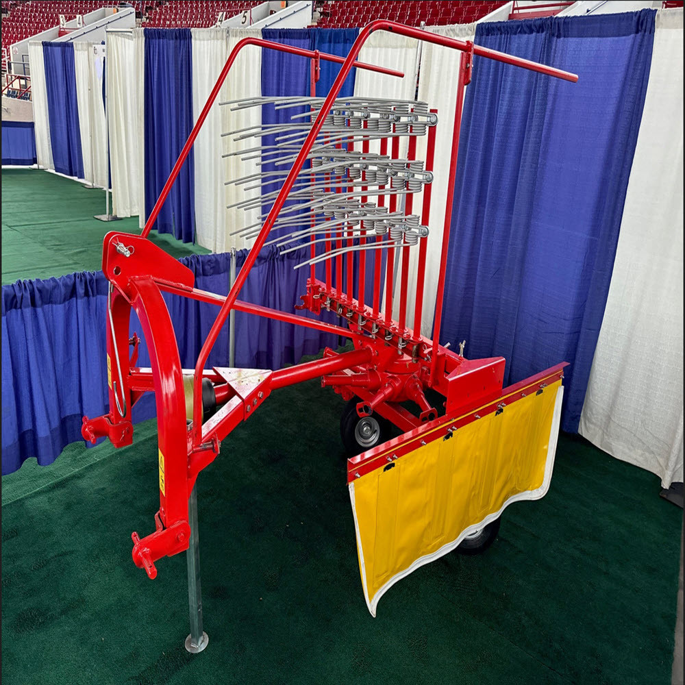 110" Farm-Maxx Rotary Hay Rake Model FRM-280
Rotary Rake, 2.8 Meter

The Farm-Maxx FRM-280 Rotary Rake is a dependable implement that will go the distance. The FRM-280 rotary rake can be easily adjusted to suit your harvesting needs. It also has an oil-filled gearbox, which is completely sealed.

The rotary rake is ideal for use with tractors with 20 HP and min. weight of 1500 lbs. It is perfect for a hay operation that is looking for a machine to meet there needs and stay in the field.

Standard Features:
3-point rotary hay rake
20 HP Recommended
Long flexible tines
Completely sealed oil filled gear box
Removable arms
Excellent turning radius

Specifications:

Number of turning heads: 1
Number of arms per head:8
Number of tines per arm: 3
*Assembly Required - Shipped Unassembled