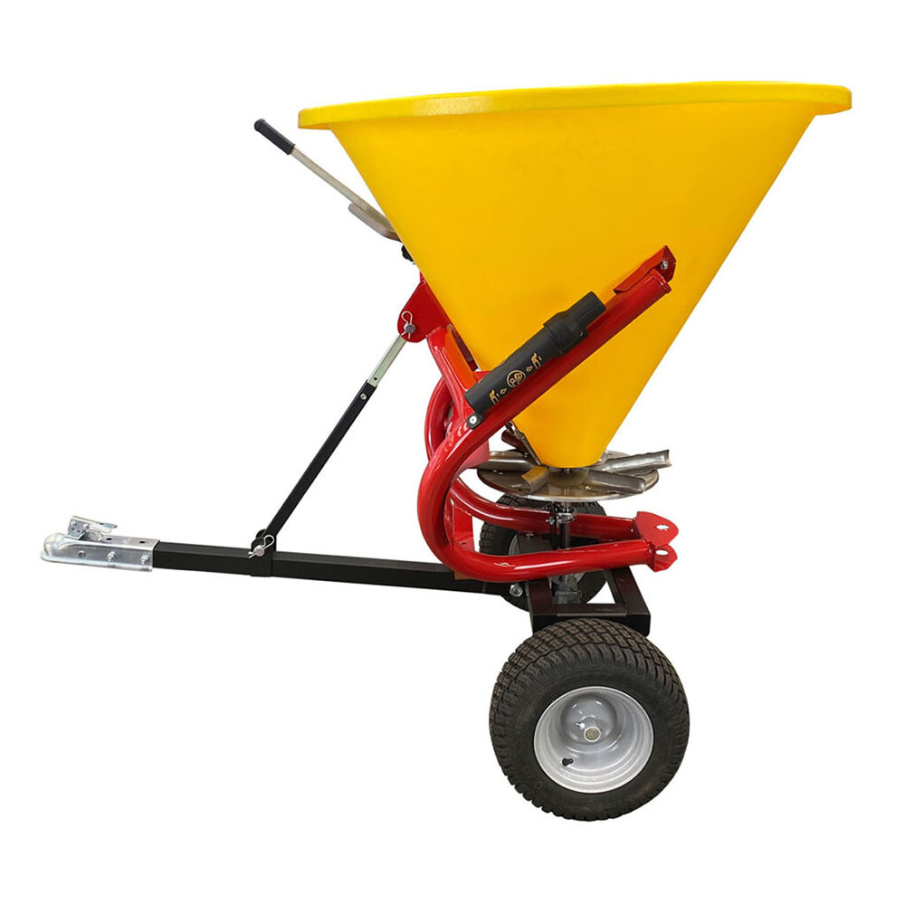 Farm-Maxx PTP-300 pull type fertilizer spreader side view with 1-7/8 inch coupler