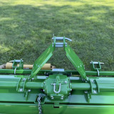 Heavy-duty Category 1 three-point hitch on Sicma S673 rotary tiller with adjustable top link connection