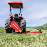 Farm-Maxx FSBM-7H sickle bar mower three-point hitch and PTO connection on compact tractor