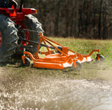 48" Farm-Maxx FMR-48 tractor finish mower in operation cutting pasture grass with compact utility tractor