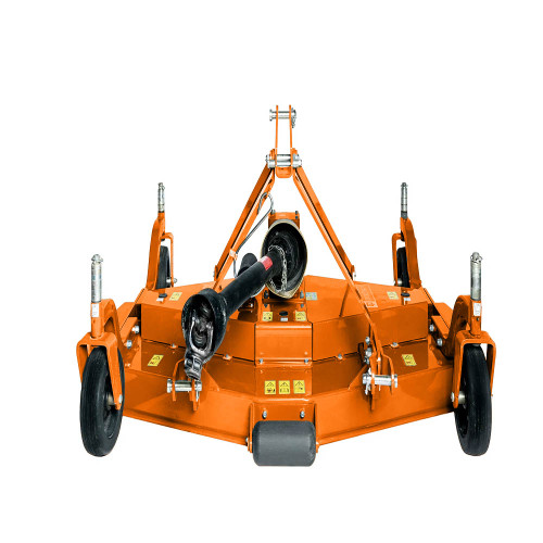 Farm-Maxx FMR-48 48 inch 3 point tractor grooming mower rear view showing rear discharge deck and anti-scalp wheels