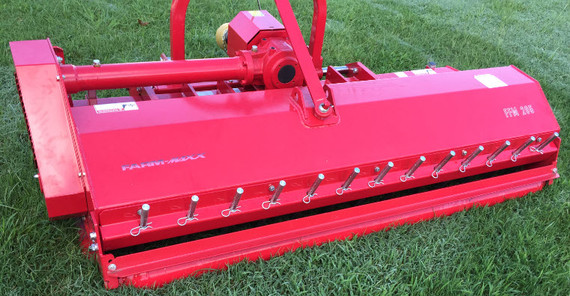 69" Farm-Maxx 3-Point Tractor Heavy Duty Flail Mower Model FFM-175H
Hydraulic Shift, W/Hammers, Rack Cover, Roller, Skids

The Farm-Maxx FFM series is suitable for tractors from 35 horsepower to 70 horsepower with a category 1-2 hitch. It utilizes a wide working width (up to 86-inch reach) and has multi-purpose capability allowing it to mow grass and brush (1.5-inch thickness) by means of flails or hammers. Hydraulic side shift, rear roller, and rakes standard.

Standard Features:
69 inch working width
Rated for 30-60 HP
Hydraulic Side Shift included
24 - Hammer style blades included
Adjustable skid shoes included
Overrunning Driveline included
Series 5 PTO shaft included
Rear roller included
External setting of the belts
Rear rakers

*Some Assembly Required 
*Images are representative but may vary from actual product