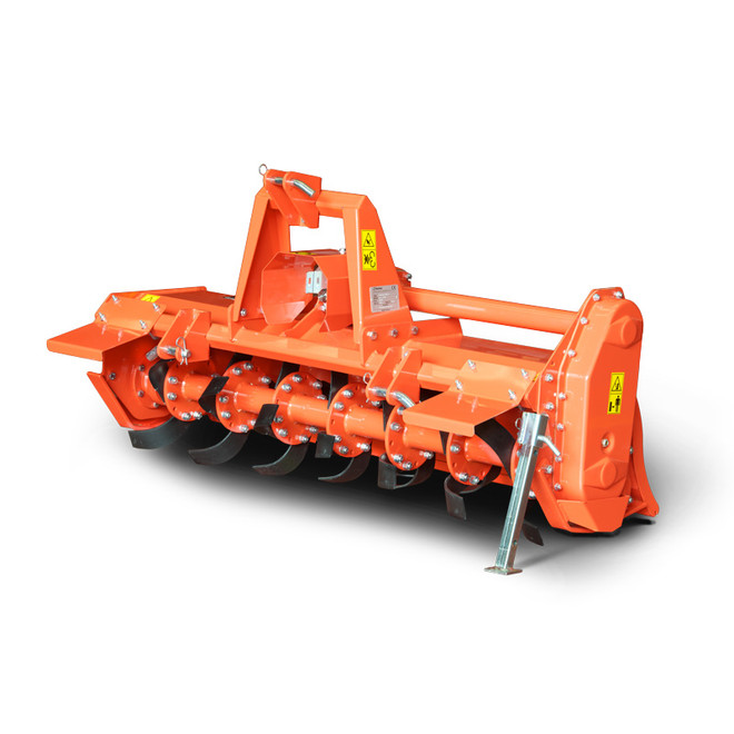 60" Phoenix (Sicma) 3-Point Tractor Rotary Tiller Model T5-60 (ZLL)

W/Slip Clutch

21 Tines Each Side- Tine # 4811285 Right/ 4811286 Left

Phoenix T5 Series Rotary Tillers, built by Sicma, are well suited for hobby farmers, fruit and vegetable growers, landscapers, nurseries, vineyards, and grounds maintenance operations. The T5 comes standard with a slip clutch pto shaft instead of shear bolt to keep you tilling and not repairing. Applications include: soil conditioning and weed control, fertilizer incorporation, and seed bed preparation. Available in working widths from 36" to 60".

Standard Features:

 Six Tines Per Flange
 Adjustable/Off Setable Lower and Upper Hitch Blocks (for up to 4" of offset)
 Drive Housing Oil Level Site Glass for Ease of Maintenance
 Multi-position Heavy Duty Zinc Plated Jack Stand
 Powder Coat Paint Finish Available in Red Or Orange
 Heavy Duty Adjustable Drag Board With Zinc Plated Check Chain
 Series 4 PTO Shaft With Slip Clutch
Made by Sicma
*Some Assembly Required
*Images are representative but may vary from actual product