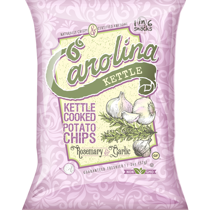 Carolina Kettle 2 oz. Rosemary Garlic Kettle Cooked Potato Chips (20