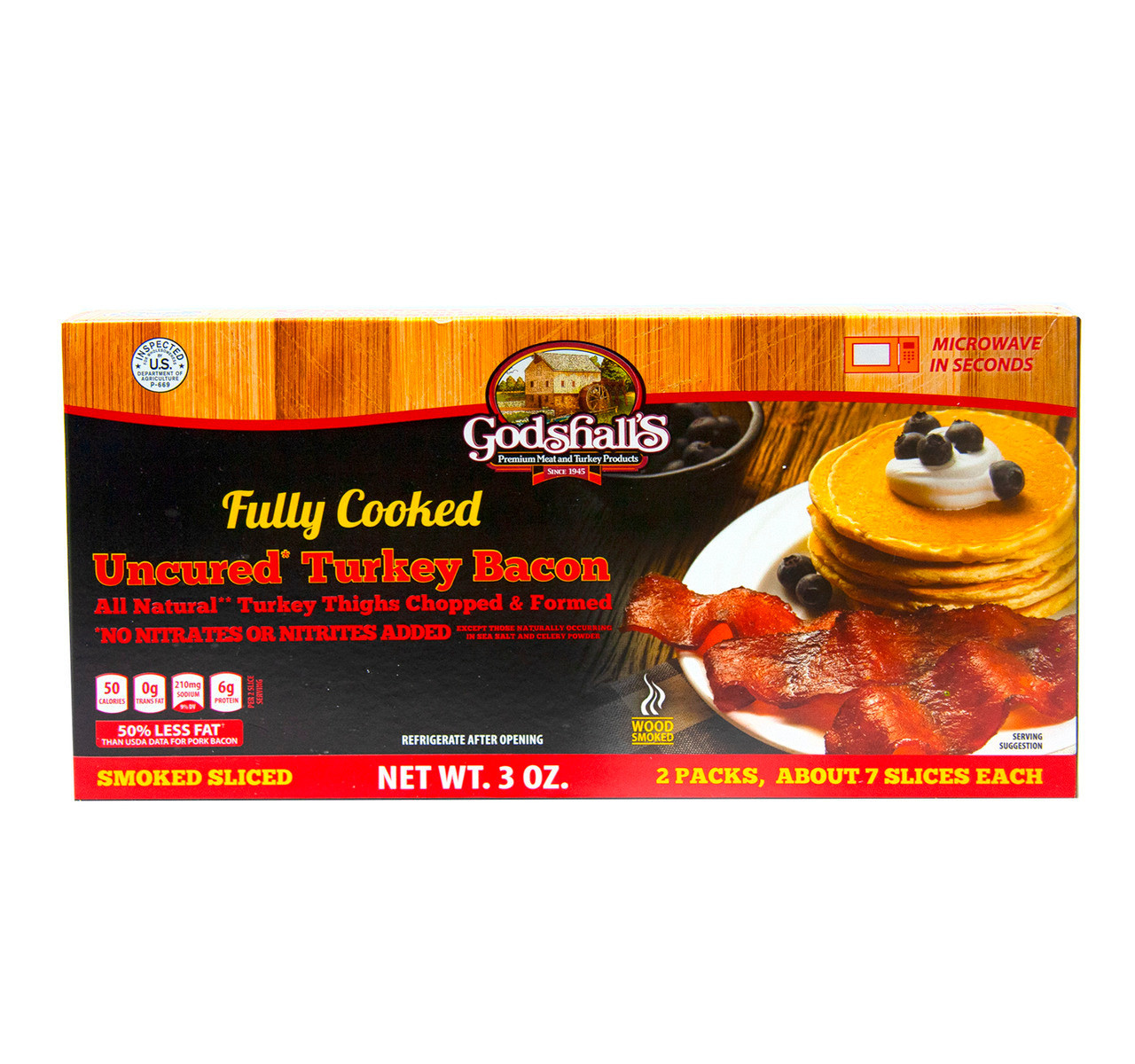 Godshall's 3 oz. Uncured Fully Cooked Turkey Bacon Kitch'n