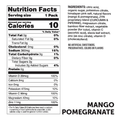 ZYN 0.31 oz. Mango Pomegranate Flavored Turmeric Electrolyte Drink Mix (7 Count)
