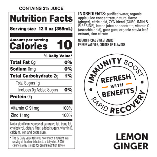 ZYN 12 fl. oz. Lemon Ginger Flavored Turmeric Wellness Antioxidant Drink (6 Pack)