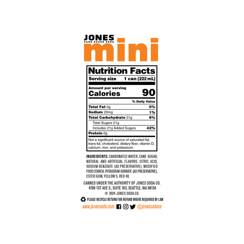 Jones 7.5 fl. oz. Orange & Cream Soda Mini Cans (4 Pack)