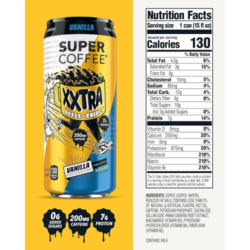 Super Coffee 15 fl. oz. Ready to Drink XXtra Vanilla Coffee Iced Latte (6 Pack)