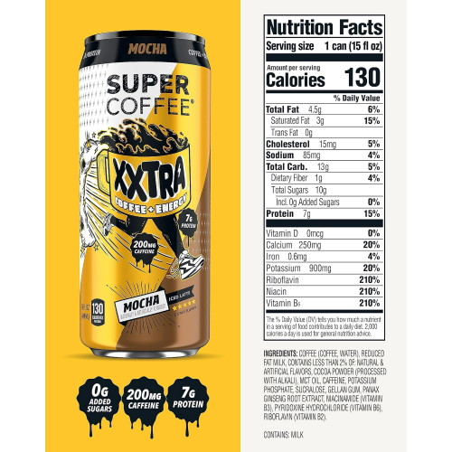 Super Coffee 15 fl. oz. Ready to Drink XXtra Mocha Coffee Iced Latte (6 Pack)