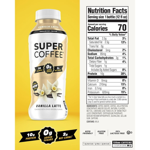 Super Coffee 12 fl. oz. Ready to Drink Vanilla Latte (6 Pack)