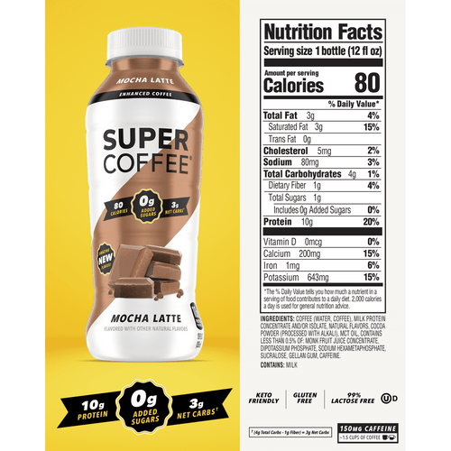Super Coffee 12 fl. oz. Ready to Drink Mocha Latte (6 Pack)