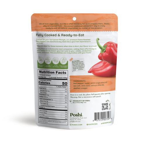 Poshi 5.4 oz. Flame Roasted Red Peppers in Extra Virgin Olive Oil!