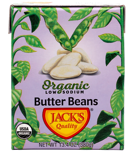Jack's Quality 13.4 oz. Organic Low Sodium Butter Beans