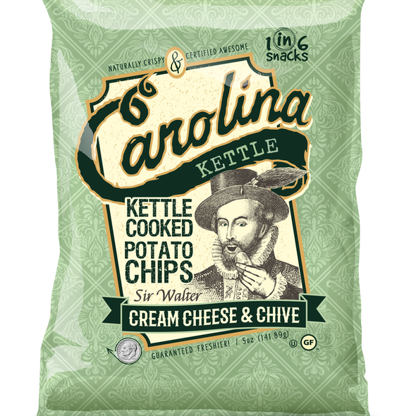 Carolina Kettle 2 oz. Cream Cheese & Chive Kettle Cooked Potato Chips (10 Pack)