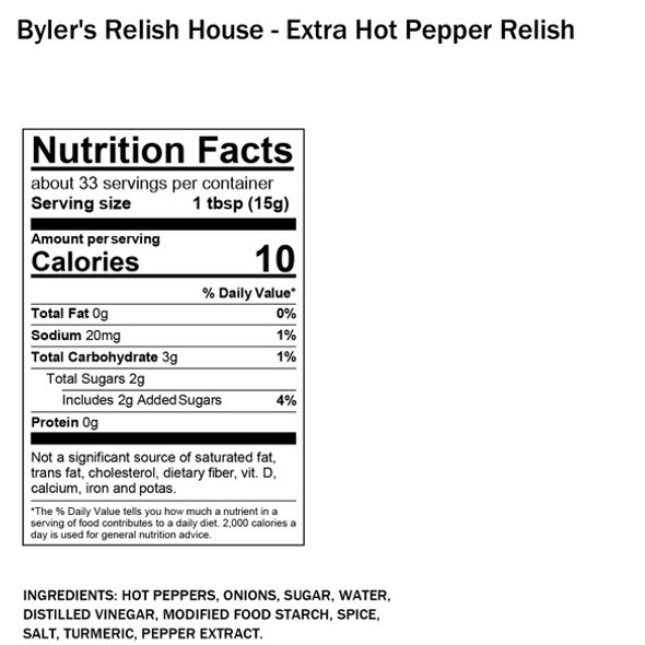 Byler's Relish House 16 oz. Extra Hot Pepper Relish