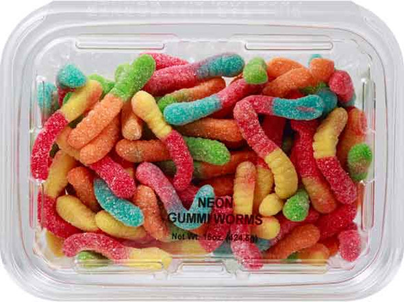 Kitch'n Snacks 15 oz. Neon Gummi Worms Tub