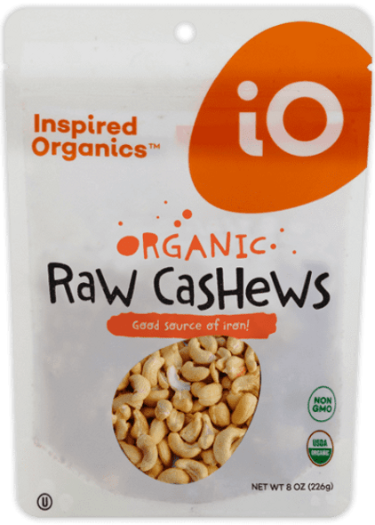 Inspired Organics® 8 oz. Organic Raw Cashews Pouch