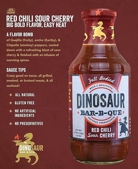 Dinosaur Bar-B-Que 19 oz. Red Chili Sour Cherry Sauce