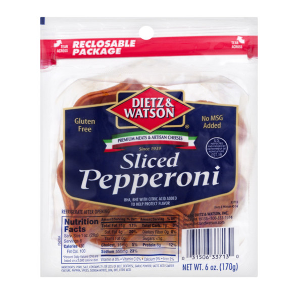 Dietz & Watson 6 oz. Sliced Pepperoni