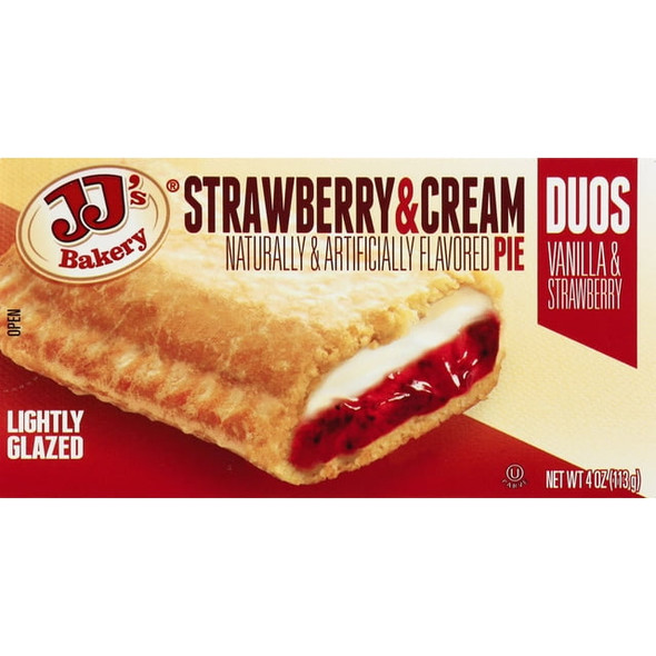 JJ's Bakery 4 oz. Lightly Glazed Duos Strawberry & Cream Pie