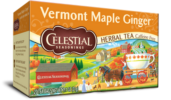 Celestial Vermont Maple Ginger Herbal Tea (20 Tea Bags)