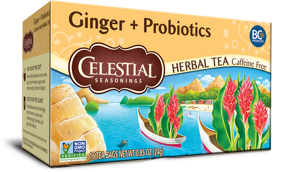Celestial Ginger + Probiotics Herbal Tea (20 Tea Bags)