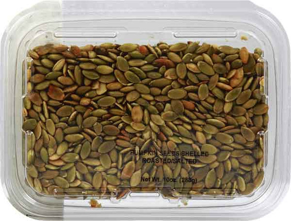 Kitch'n Snacks 10 oz. Shelled Roasted & Salted Pumkin Seeds Tubs