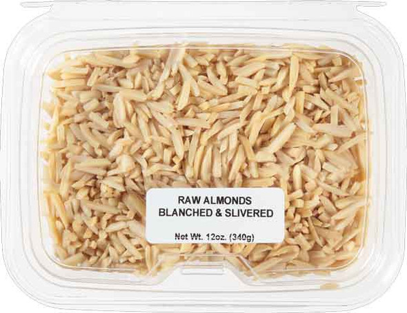 Kitch'n Snacks 12 oz. Raw Blanched Slivered Almonds Tub