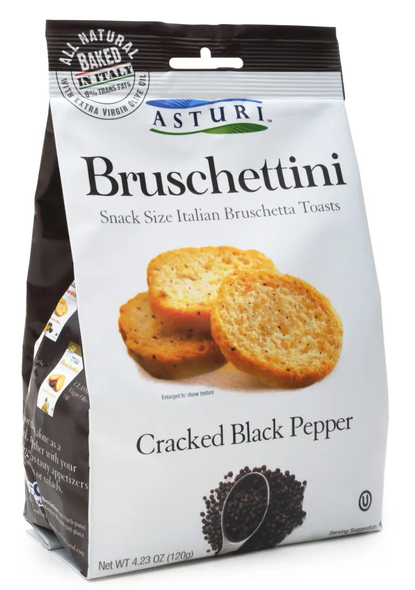 Asturi 4.23 oz. Cracked Black Pepper Bruschettini Crackers