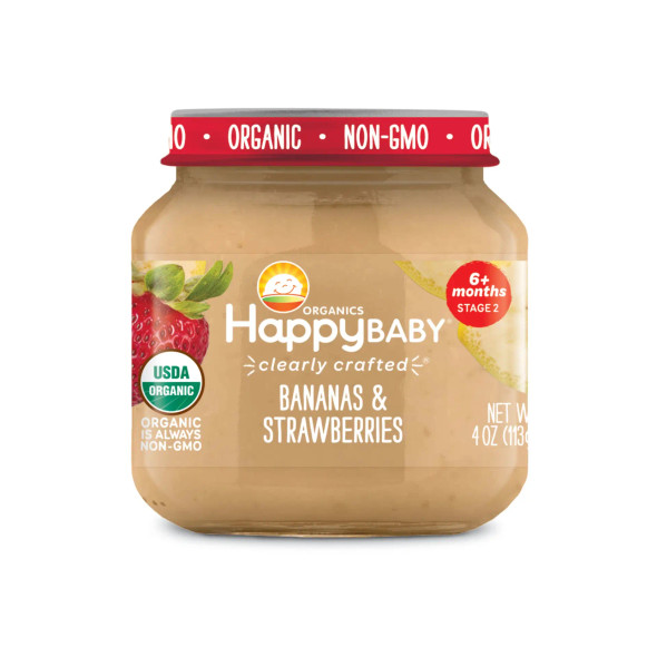 Happy Baby®️ 4 oz. Clearly Crafted Bananas & Strawberries Jar