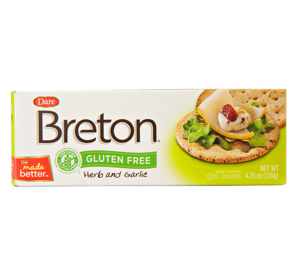 Breton 4.75 oz. Gluten Free Garlic & Herb Crackers