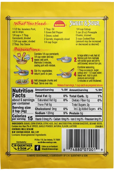 Sun Bird 0.87 oz. Sweet & Sour Seasoning Mix