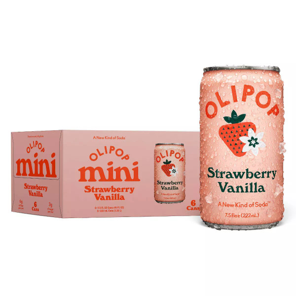 OLIPOP® 7.5 fl. oz. Mini Strawberry Vanilla Prebiotic Soda (6 Pack)