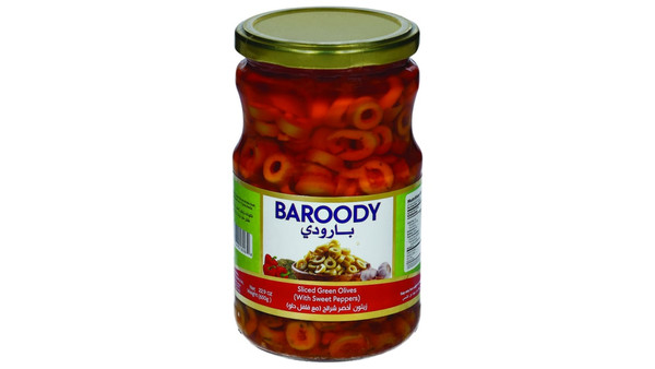 Baroody 22.9 oz. Sliced Green Olives with Sweet Peppers