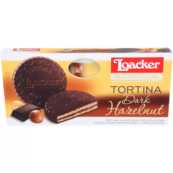 Loacker 4.41 oz. Tortina Dark Hazelnut Coin Cookie