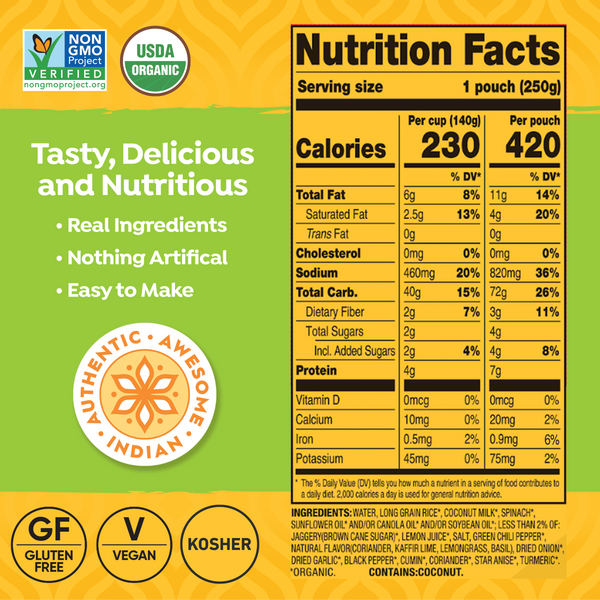 Tasty Bite 8.8 oz. Organic Thai Lime Rice Ready To Eat Microwavable Pouch