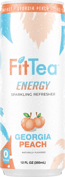 FitTea 12 fl. oz. Zero Sugar Georgia Peach Energy Sparkling Refresher (12 Pack)