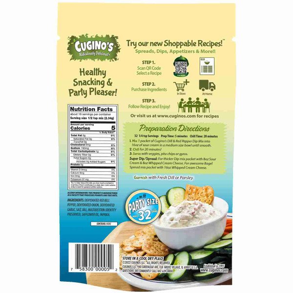 Cugino’s 1.34 oz. Dill & Red Bell Pepper Dip Mix