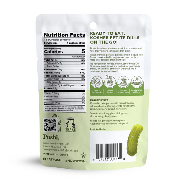 Poshi 2 oz. Kosher Petite Dills with Sea Salt