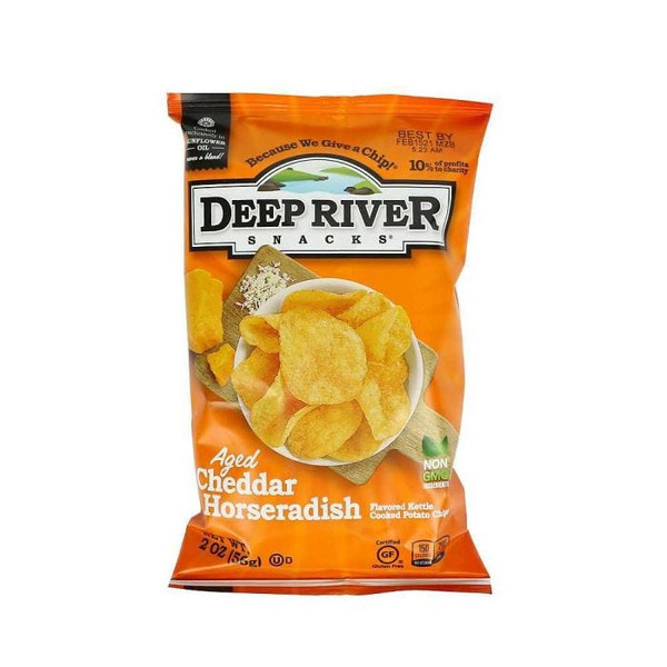 Deep River Snacks 2 oz. Aged Cheddar Horseradish Kettle Cooked Potato Chips (24 Pack)