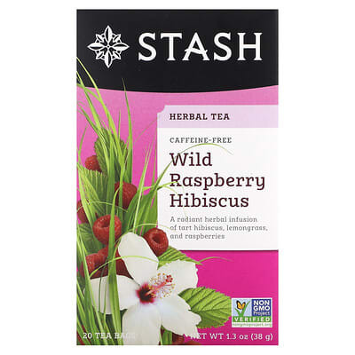 Stash Herbal Tea Wild Raspberry Hibiscus (20 Tea Bags)