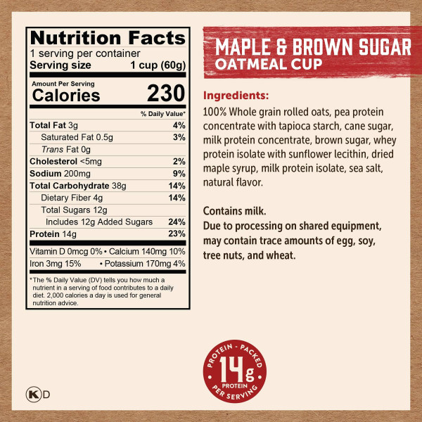 Kodiak® 2.12 oz. Maple and Brown Sugar Oatmeal Power Cup