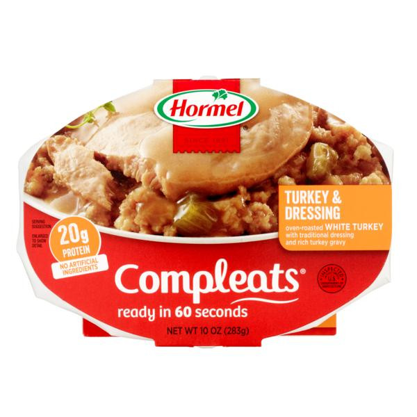 Hormel Compleats 10 oz. Turkey & Dressing w/Rich Turkey Sauce Microwavable Tray