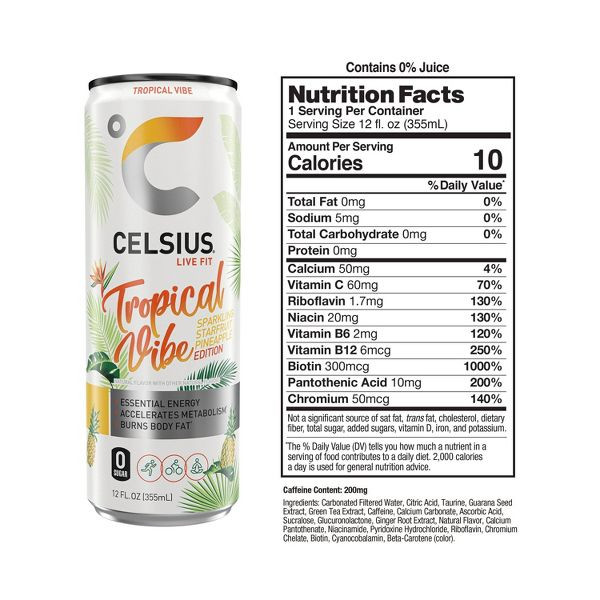 CELSIUS® 12 fl. oz. Sparkling Tropical Vibe Functional Energy Drink